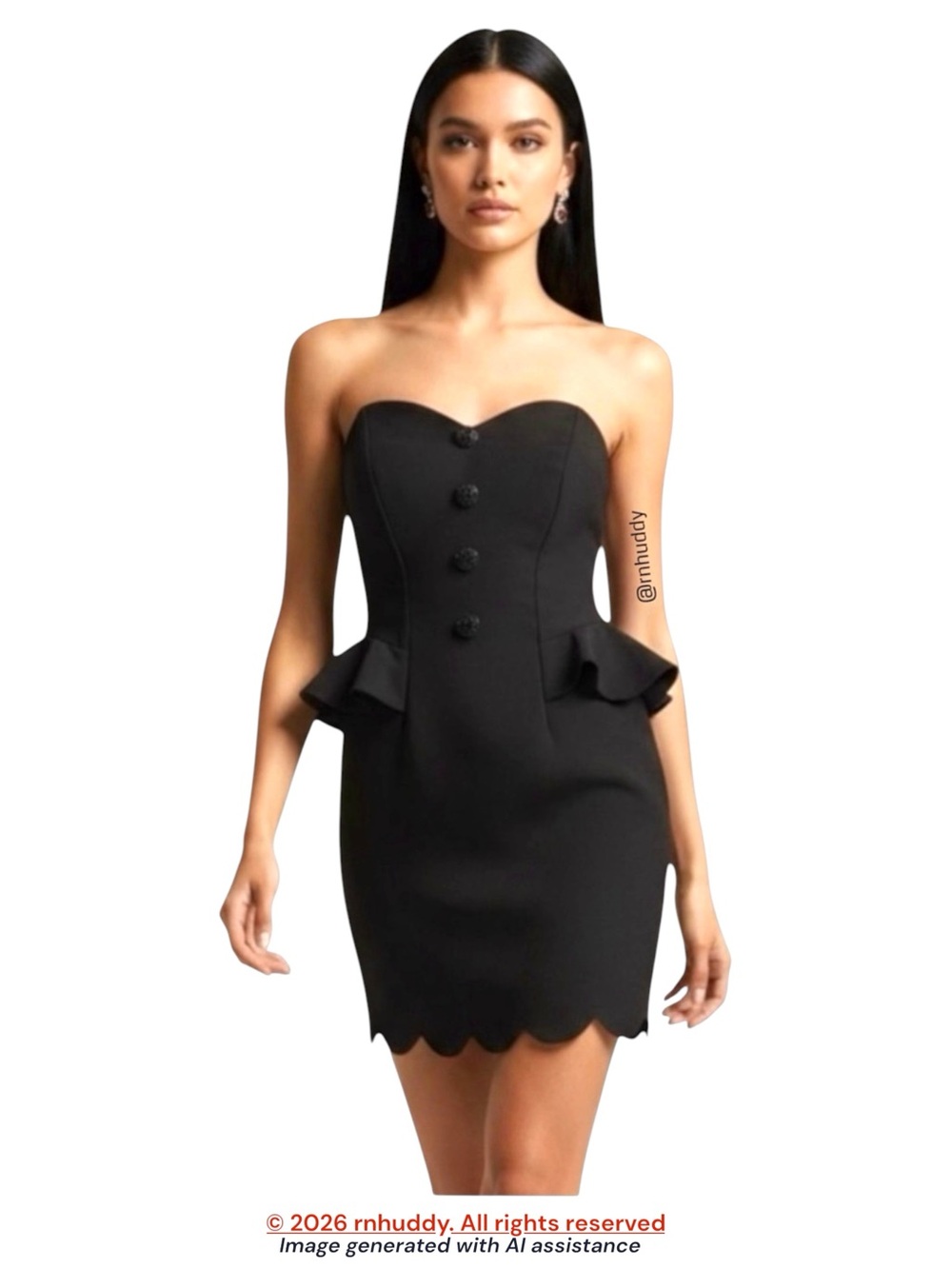 Anthropologie Eva Franco size 10 black strapless peplum mini dress
